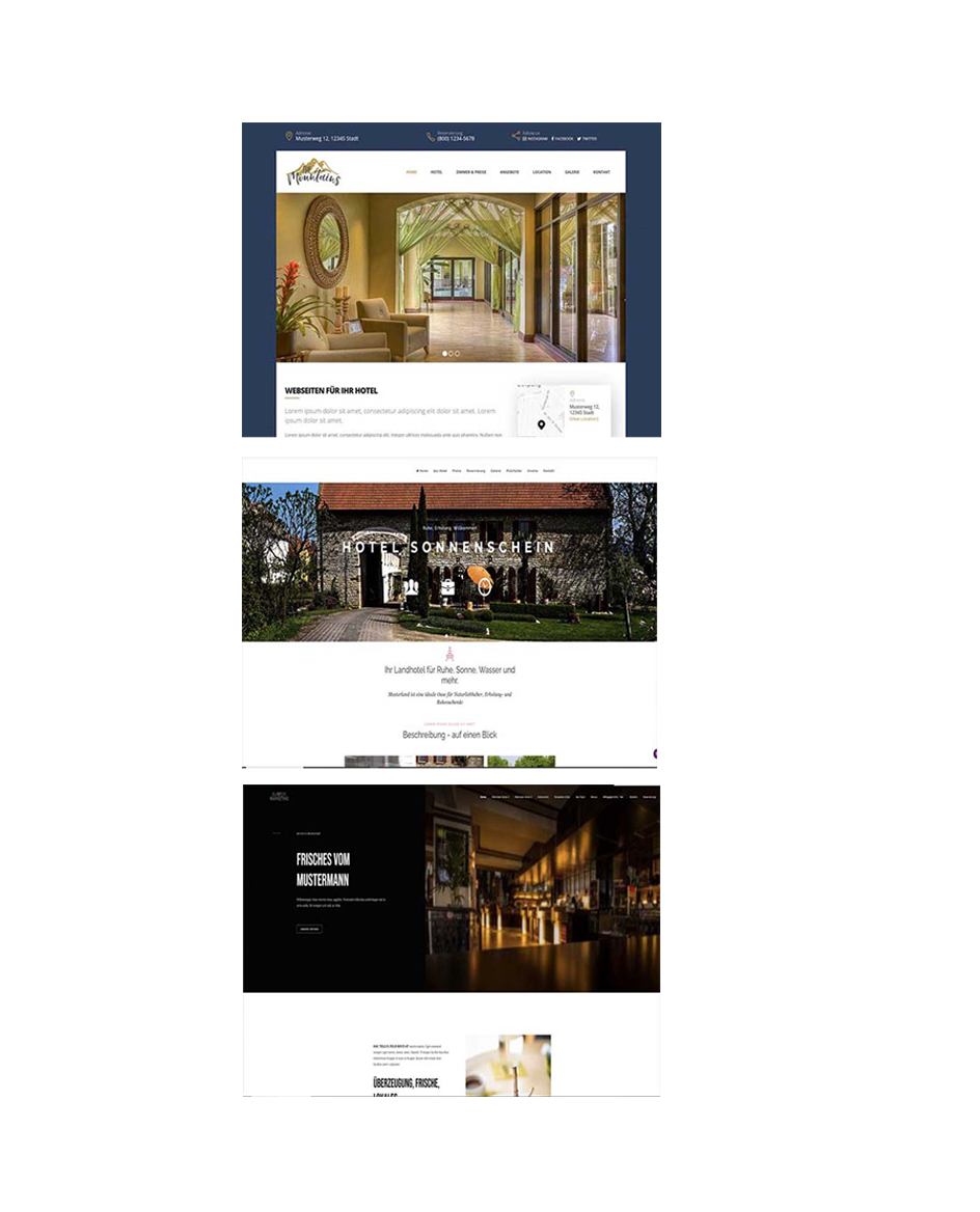 Hotel-Website-Vorlage auf Desktop, Tablet und Smartphone